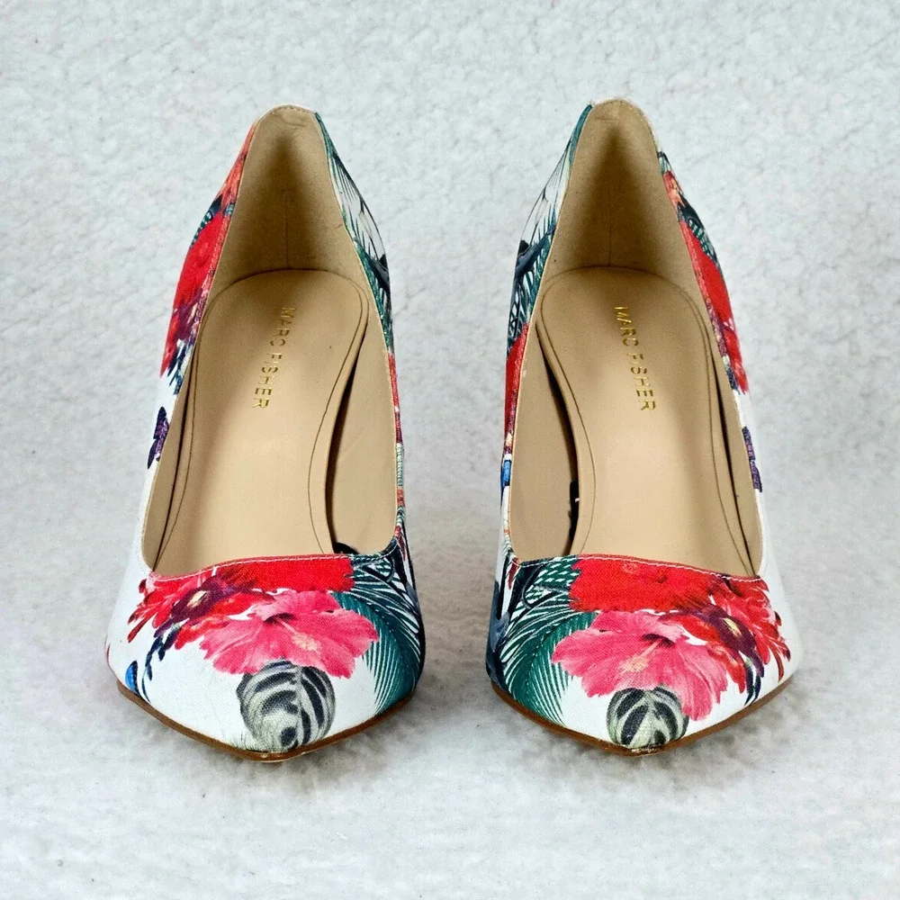 Marc Fisher Darren Tropical Floral Pumps Pointed Toe Stiletto Heels 8M Resort